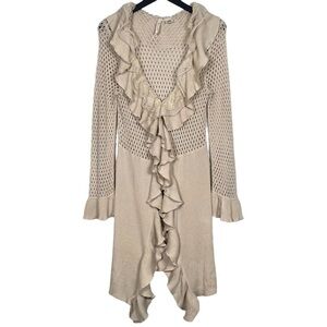 Susan Lawrence Dreamy Lace & Ruffle Open Knit Cardigan Fairy Cottagecore Size L